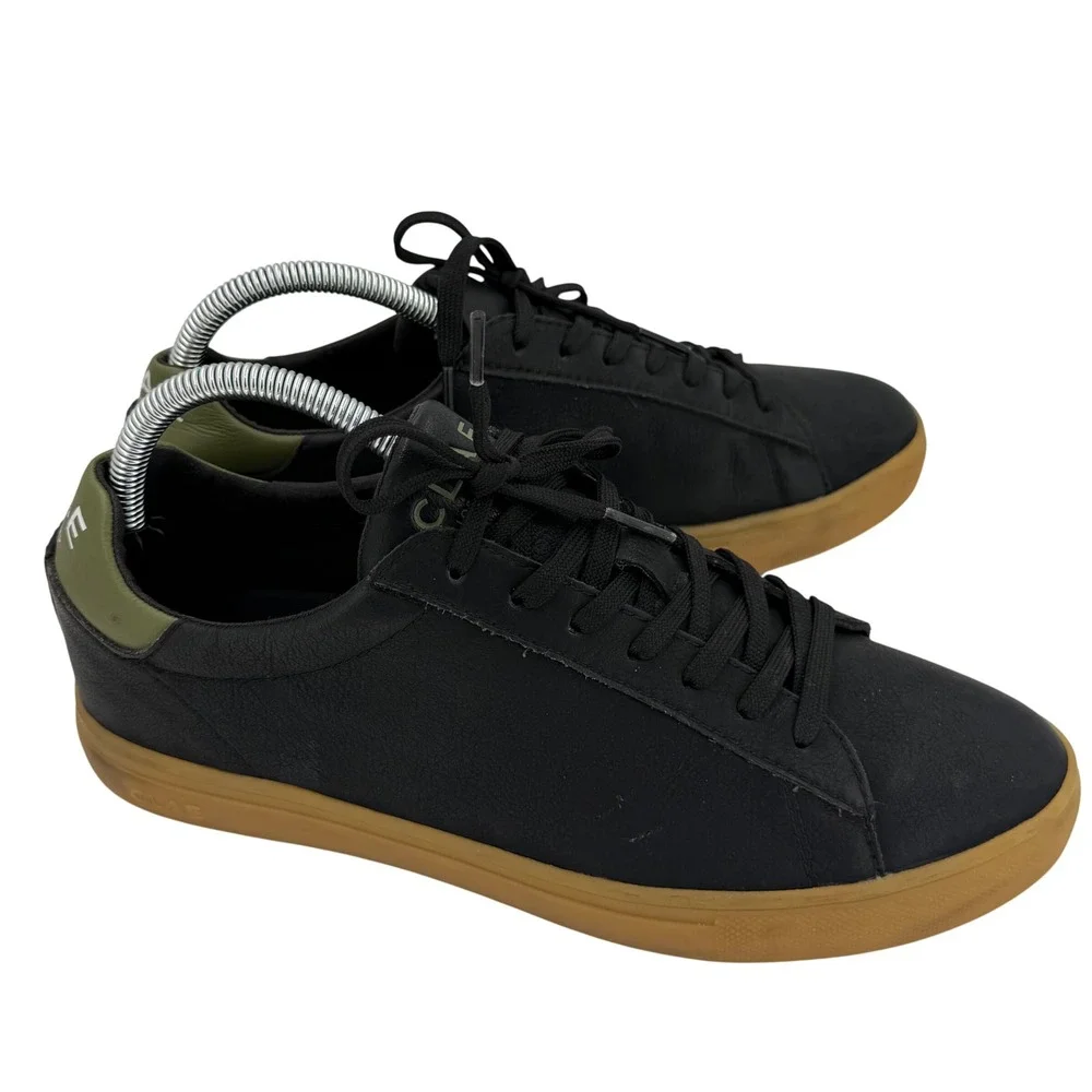 CLAE Bradley Vegan Leather Sneakers Black Olive Gum Sole Casual Shoes Mens 8
